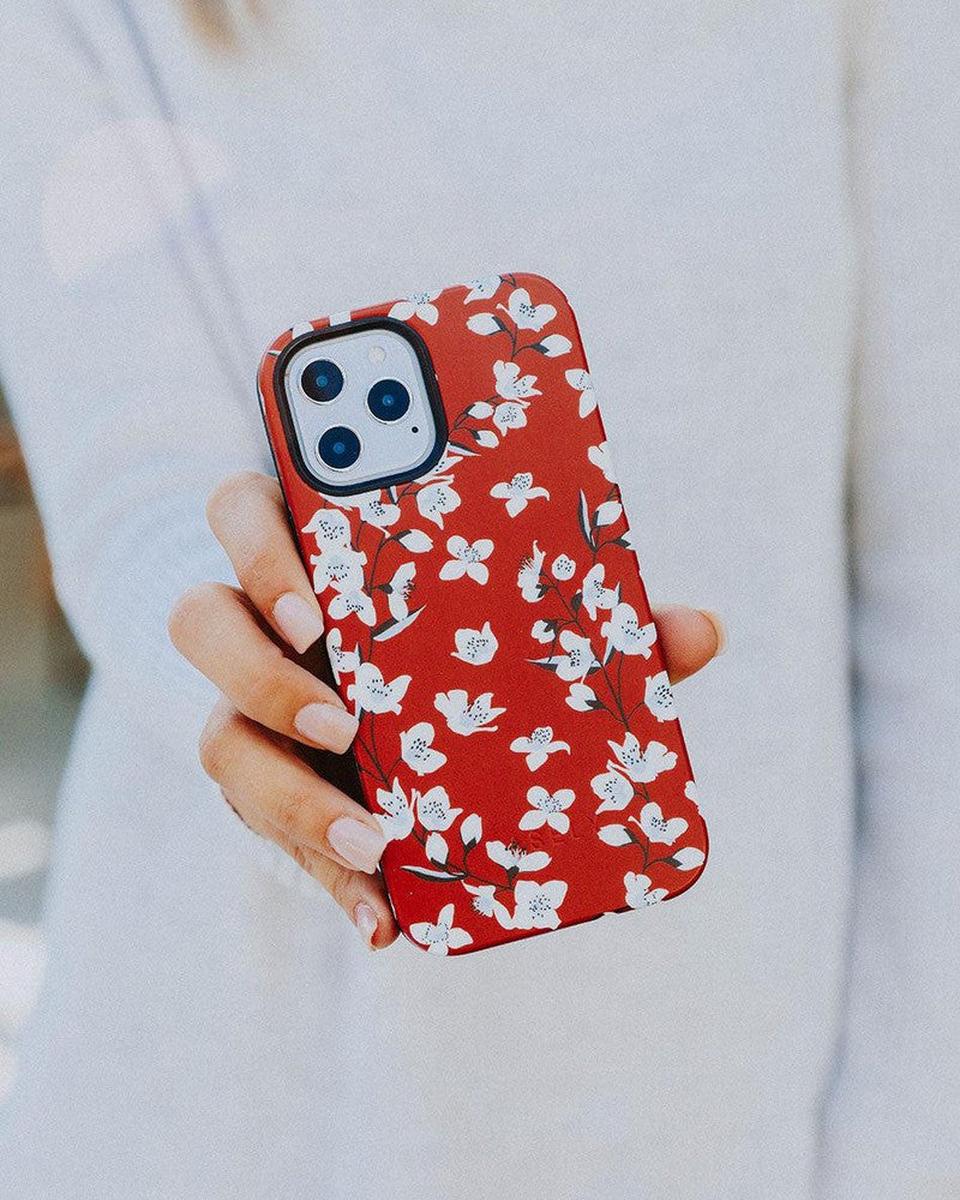 Floral Forest | Red Cherry Blossom Floral Case - Image 49