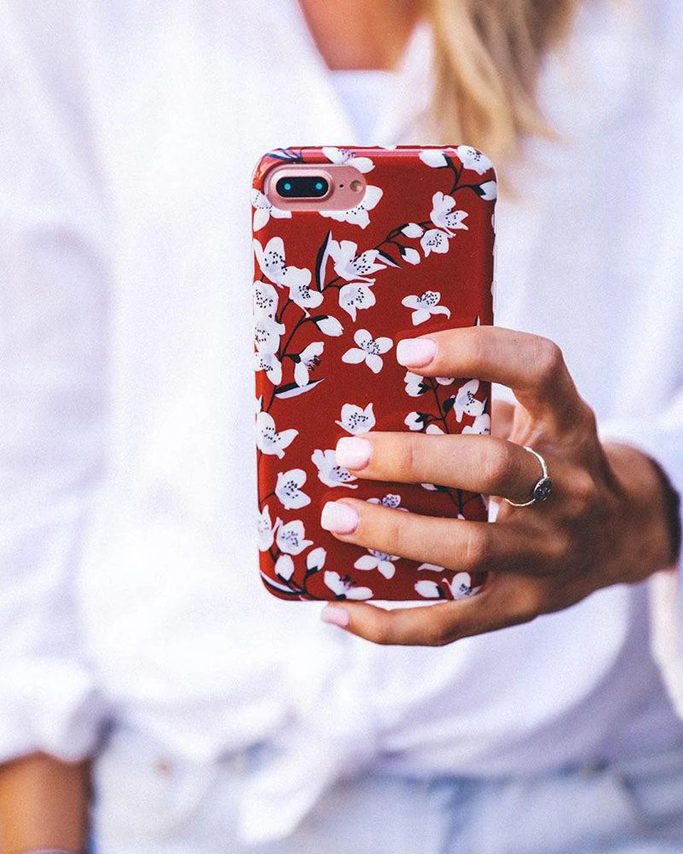 Floral Forest | Red Cherry Blossom Floral Case - Image 52