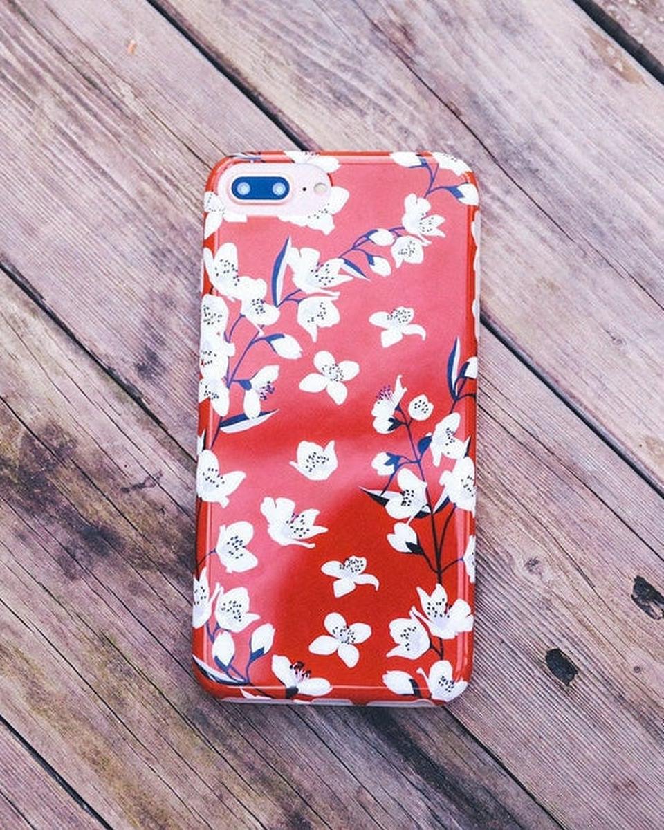 Floral Forest | Red Cherry Blossom Floral Case - Image 53