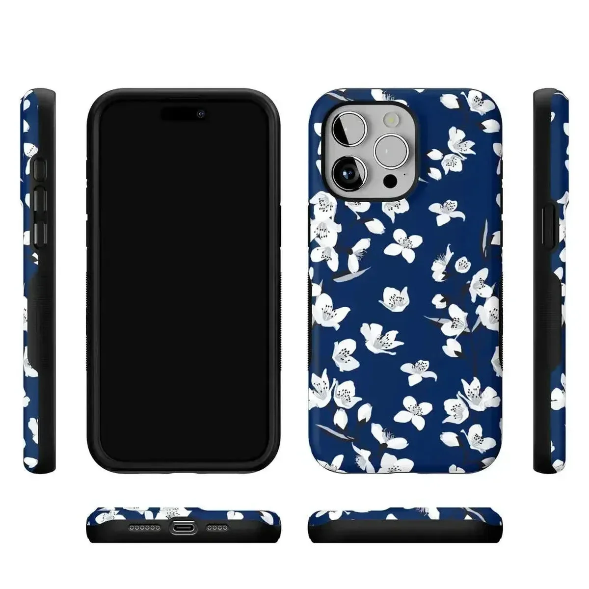 Floral Forest | Navy Cherry Blossom Floral Case - Image 105
