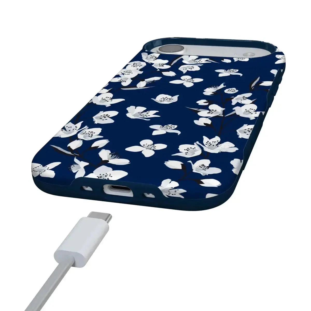 Floral Forest | Navy Cherry Blossom Floral Case - Image 113