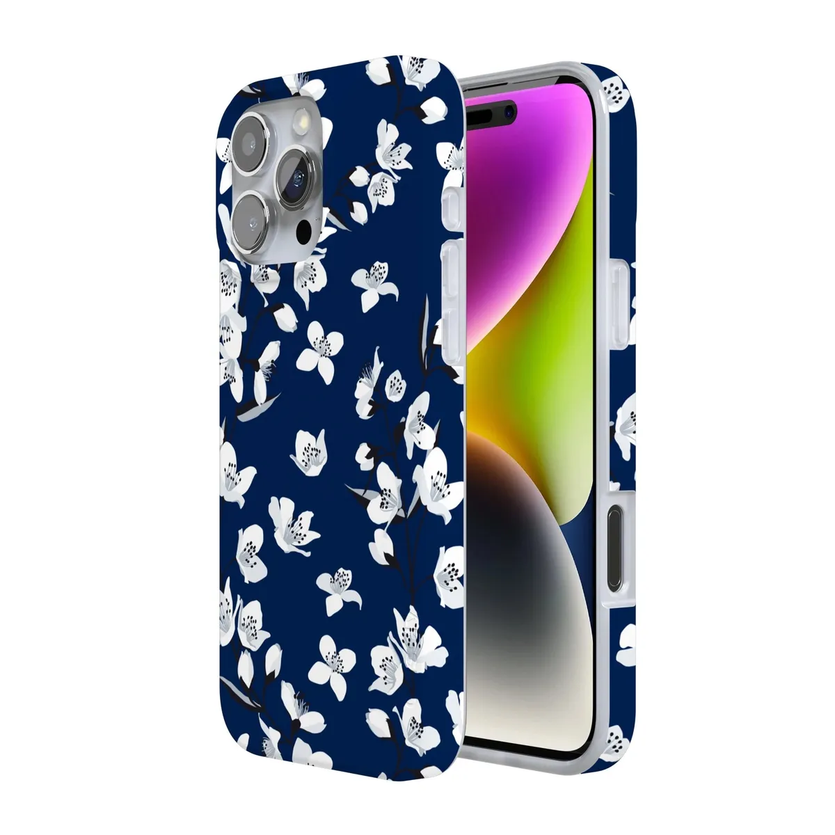 Floral Forest | Navy Cherry Blossom Floral Case - Image 128