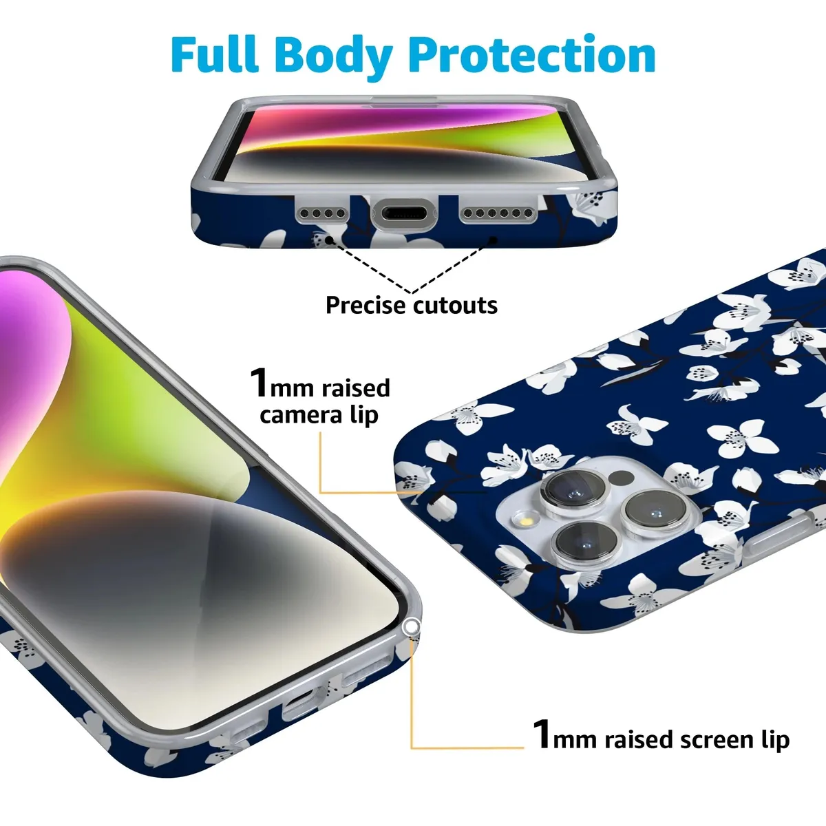 Floral Forest | Navy Cherry Blossom Floral Case - Image 131