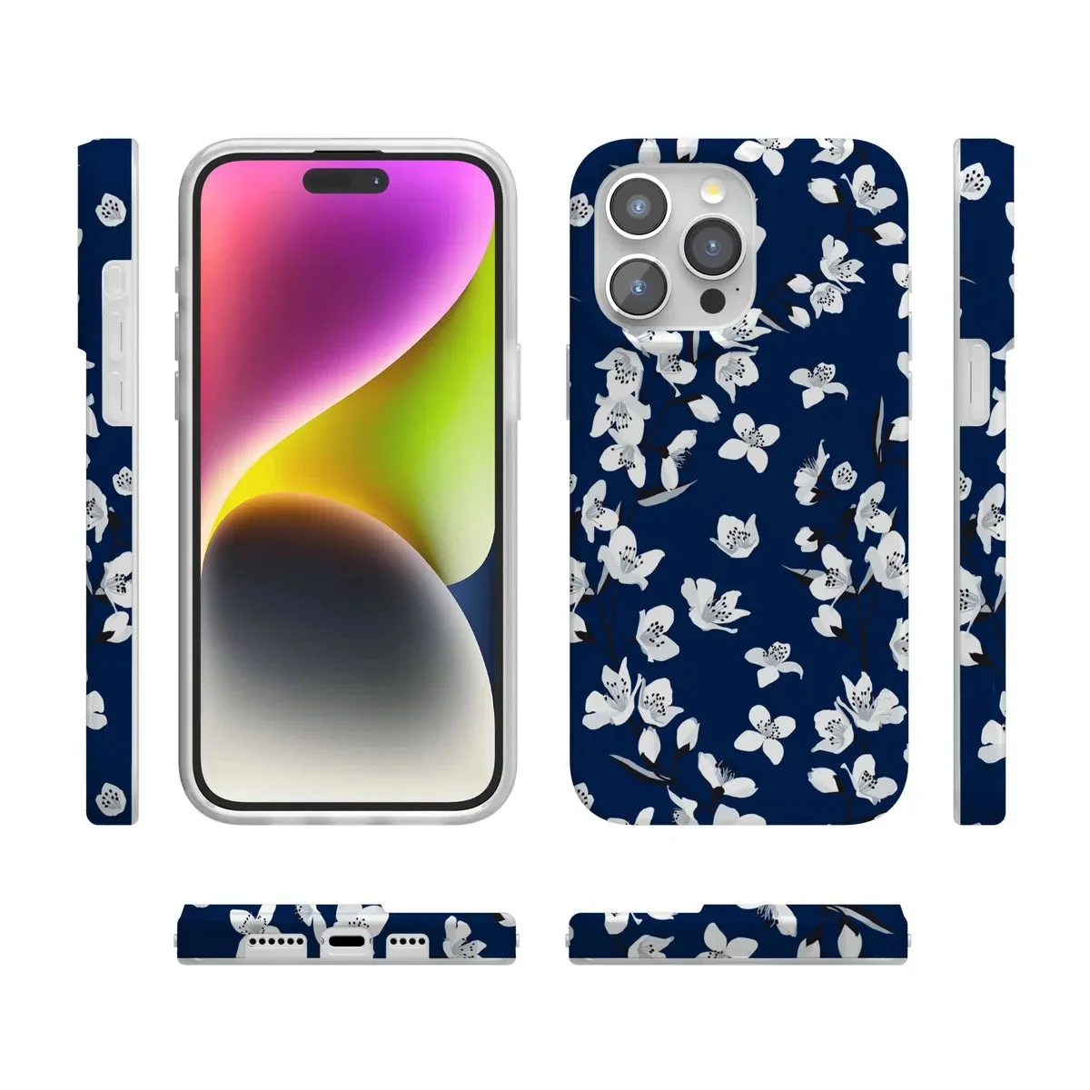 Floral Forest | Navy Cherry Blossom Floral Case - Image 136