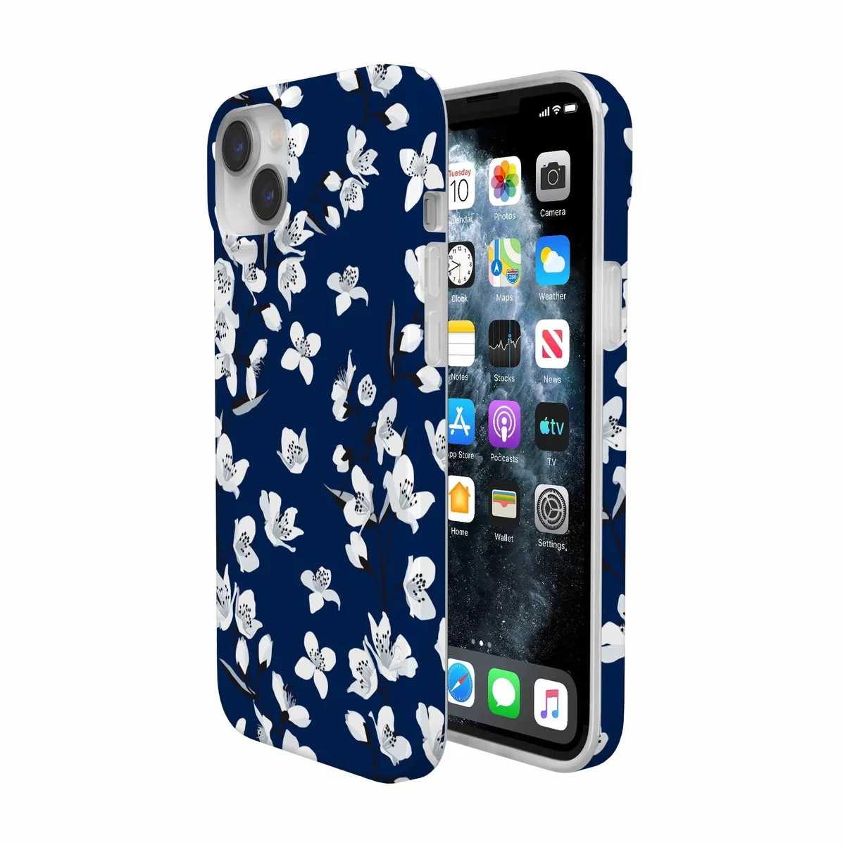 Floral Forest | Navy Cherry Blossom Floral Case - Image 141