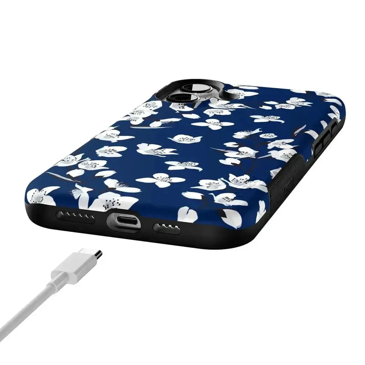 Floral Forest | Navy Cherry Blossom Floral Case - Image 73