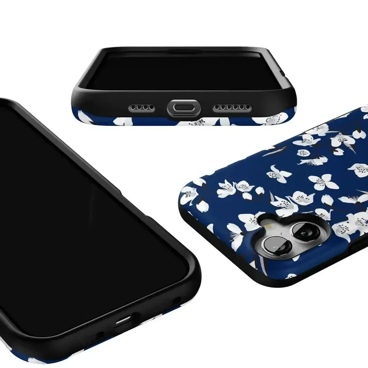 Floral Forest | Navy Cherry Blossom Floral Case - Image 74