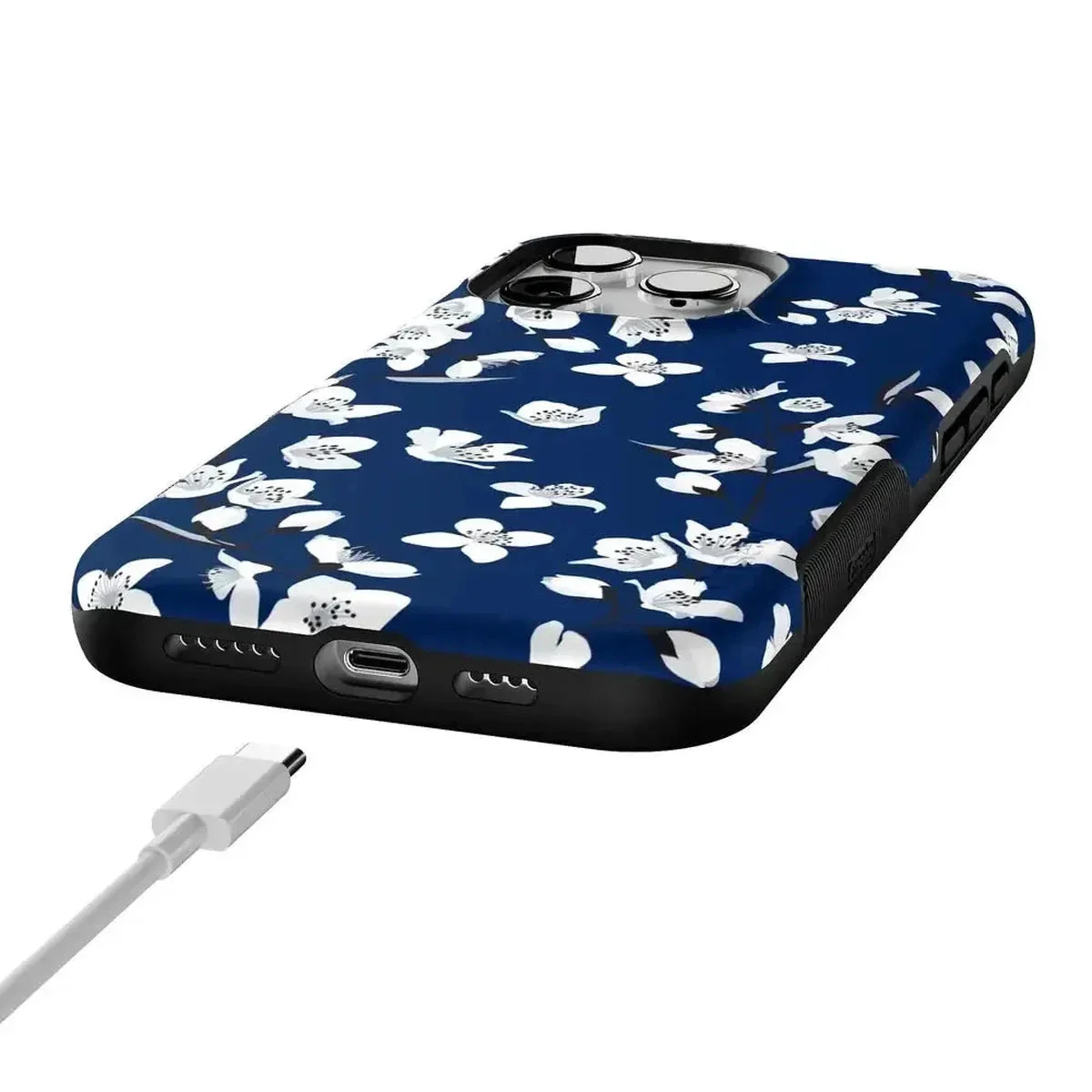 Floral Forest | Navy Cherry Blossom Floral Case - Image 83