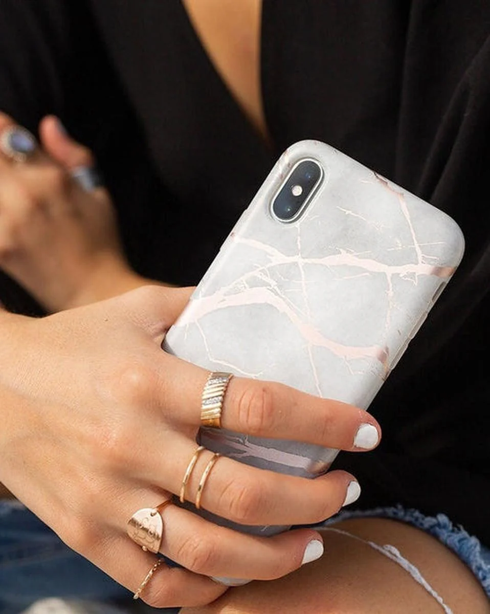Touch of Lavender | Lavender Gray & Rose Gold Marble Case - Image 29